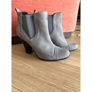 Henry Beguelin Handmade Italy Grey Leather Ankle Boots Brogue EU 38 US 8